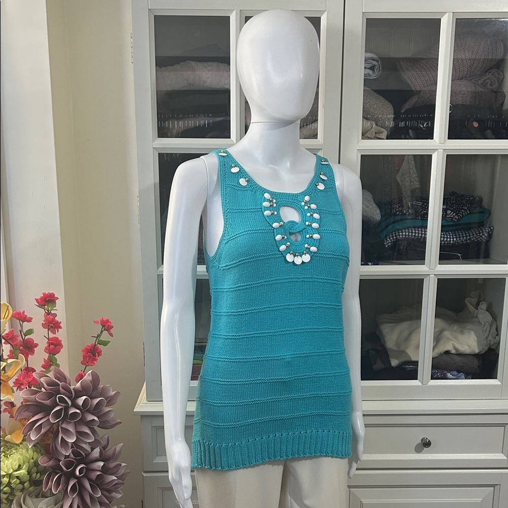 Milly Turquoise Sleeveless Knit Tank